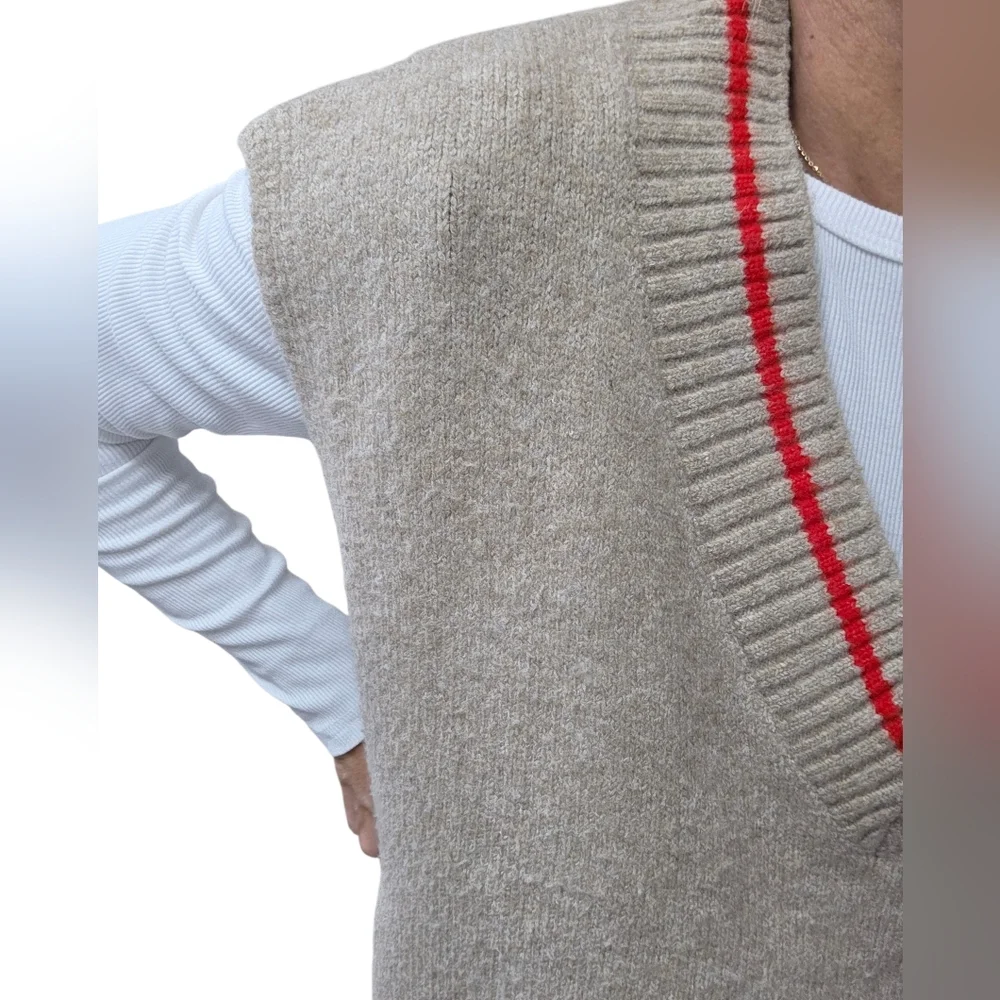 Free People One Size Oversized Sweater Vest Side Tie Boho Preppy Layering Knit